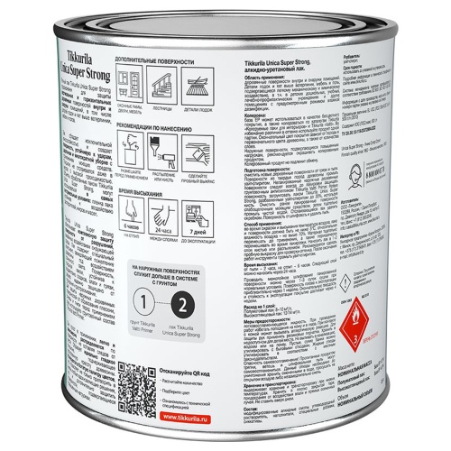 Лак универсальный Tikkurila Unica Super Strong 700014011 база EP полуматовая 0,9 л фото 3 Лак универсальный Tikkurila Unica Super Strong 700014011 база EP полуматовая 0,9 л фото 3