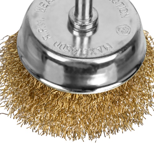 Щетка для дрели, 65 мм, "чашка" со шпилькой, латунированная витая проволока Matrix фото 4