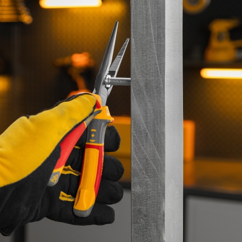 Длинногубцы прямые, диэлектрические рукоятки до 1000 В, трехкомпонентные рукоятки, 205мм Denzel фото 11 Длинногубцы прямые, диэлектрические рукоятки до 1000 В, трехкомпонентные рукоятки, 205мм Denzel фото 11