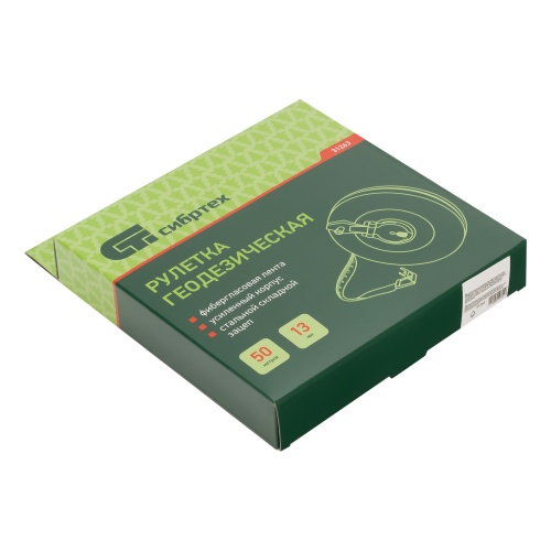 Рулетка геодезическая 50 м х 13 мм, закрытый корпус, фибергласовая лента Сибртех фото 9