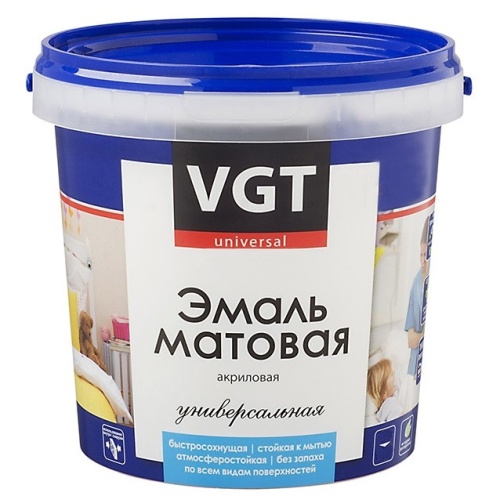Эмаль универсальная VGT ВД-АК-1179 матовая База А супербелая 1,5 кг