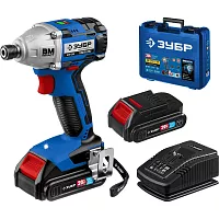 Бесщеточный винтоверт ЗУБР Профессионал 20 В, 2 АКБ, 2 Ач, в кейсе GVB-250-22
