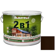 Покрытие алкидное защитно-декоративное для древесины Акватекс 2 в 1 полуматовое Палисандр 9 л