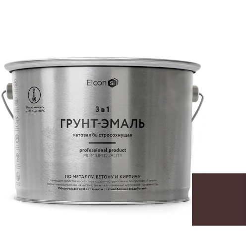 Грунт-эмаль по ржавчине Elcon 3 в 1 матовая Ral 8019 темно-коричневая 2 кг