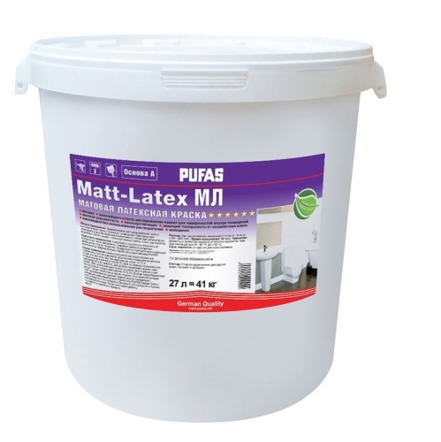Краска моющаяся Pufas Matt-Latex МЛ А морозостойкая 27 л/41 кг