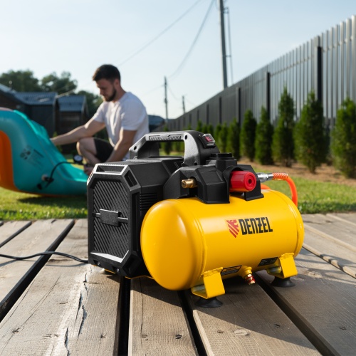 Компрессор  DLS750/6 безмасляный малошумный 750 Вт, 140 л/мин,ресивер 6 л Denzel фото 36