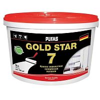 Краска акрилатная Pufas Gold Star 7 А морозостойкая матовая супербелая 9 л /11,9 кг