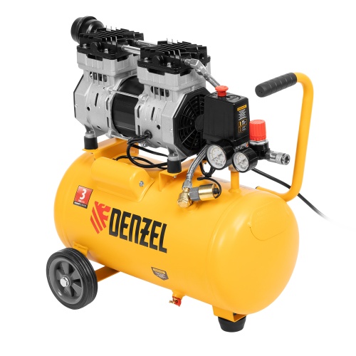 Компрессор DLS950/24 безмаслянный малошумный 950 Вт, 165 л/мин, ресивер 24 л Denzel фото 2
