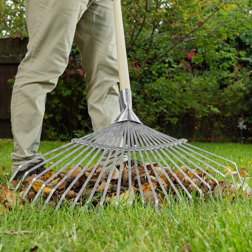 Грабли веерные стальные, 300 - 480 мм, 22 плоских зуба, оцинкованные,раздвижные, без черенка, Palisad фото 9