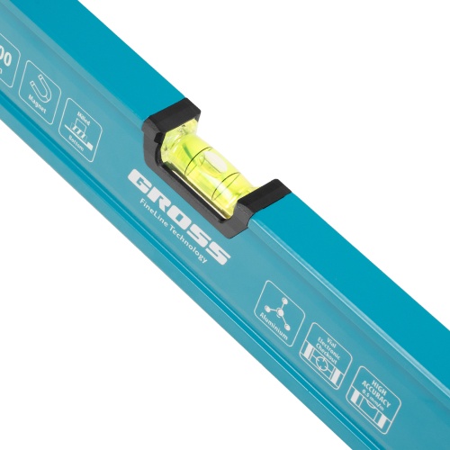 Уровень алюминиевый, магнит., фрезерованный, 3 глазка, 0,5 мм/м, 800 мм Gross фото 4