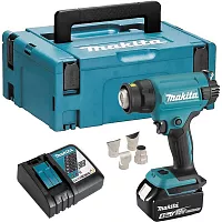Аккумуляторный тепловой пистолет-фен Makita LXT 18В, 550 град, 2 скорости,6 режимов, кейс MakPac ,насадки 5.0Ач х1,з/у DHG181RT1J