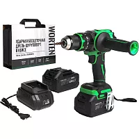 Аккумуляторная ударная бесщеточная дрель-шуруповерт в кейсе WORTEN 150 Нм, 2х4.0Ач, 21В КА-90000703