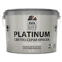Краска для стен и потолков водно-дисперсионная Dufa Trend Farbe Platinum глубокоматовая RAL7047 светло-cерая 2,5 л