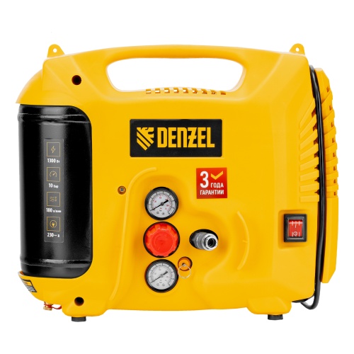 Компрессор воздушный DL1300, 10 бар, 1,3 кВт 180 л/мин 5 л, с набором аксессуаров Denzel фото 6 Компрессор воздушный DL1300, 10 бар, 1,3 кВт 180 л/мин 5 л, с набором аксессуаров Denzel фото 6