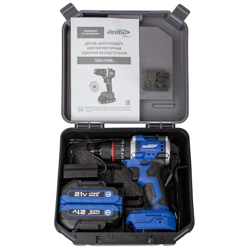Аккумуляторная дрель (шуруповерт) Redbo OAD-21PBL ударная бесщеточная (21В.,40Нм;2,0Ач;2Акк;Li-Ion, 23+1) 28307 фото 9 Аккумуляторная дрель (шуруповерт) Redbo OAD-21PBL ударная бесщеточная (21В.,40Нм;2,0Ач;2Акк;Li-Ion, 23+1) 28307 фото 9