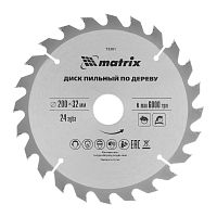 Пильный диск по дереву, 200 х 32 мм, 24 зуба, кольцо 30/32 Matrix Professional