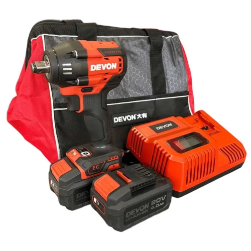 Аккумуляторный гайковерт DEVON 2 АКБ 4 Ач, ЗУ, сумка 5765-LI-20-SET фото 5