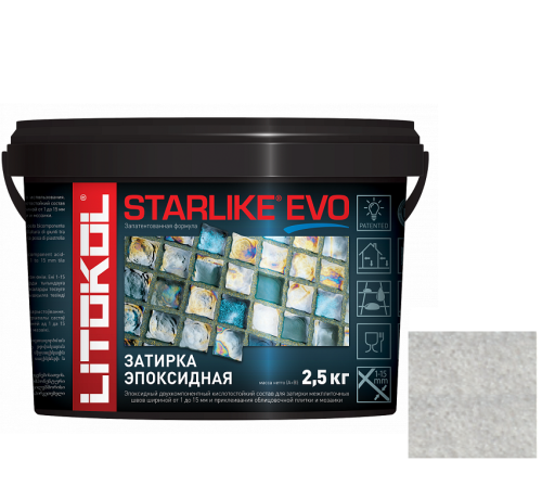 Затирка эпоксидная для швов Litokol Starlike Evo S.105 Bianco Titanio 2,5 кг