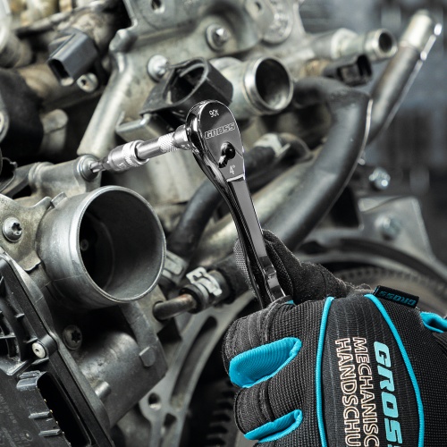 Ключ-трещотка 1/4", CrV, 90 зубьев, усиленный, хром Gross фото 9