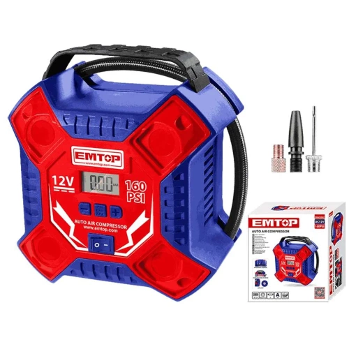 Компрессор автомобильный emtop макс давление 160 фунтов на квадратный дюйм / 11 Бар / 1100 кПа, макс расход воздуха 35 л/мин EAAC3502 Компрессор автомобильный emtop макс давление 160 фунтов на квадратный дюйм / 11 Бар / 1100 кПа, макс расход воздуха 35 л/мин EAAC3502