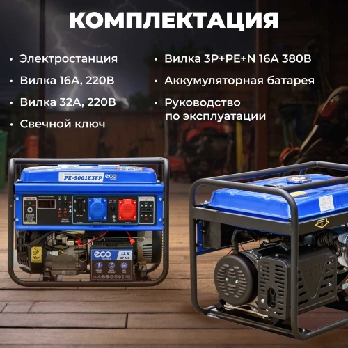 Бензиновый генератор ECO PE-9001E3FP фото 8