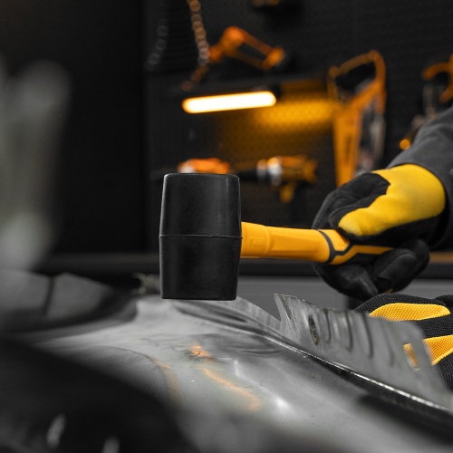 Киянка резиновая, 225 г, черная, фибергласовая рукоятка c TPR покрытием Denzel фото 6