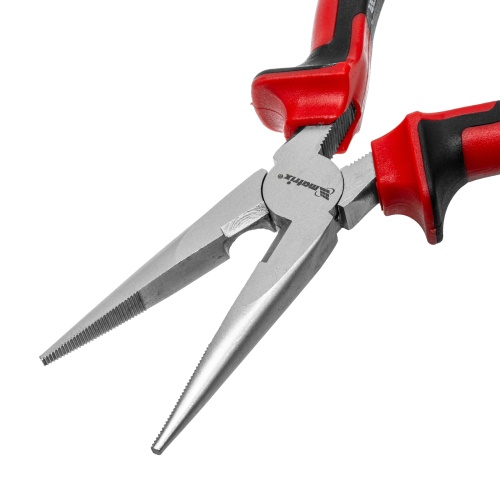 Длинногубцы прямые Nickel, 180 мм, никелированные, двухкомпонентные рукоятки Matrix фото 4