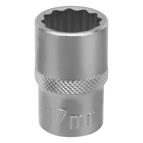 Головка торцевая, 17 мм, двенадцатигранная, CrV, под квадрат 1/2, хромированная Stels фото 2