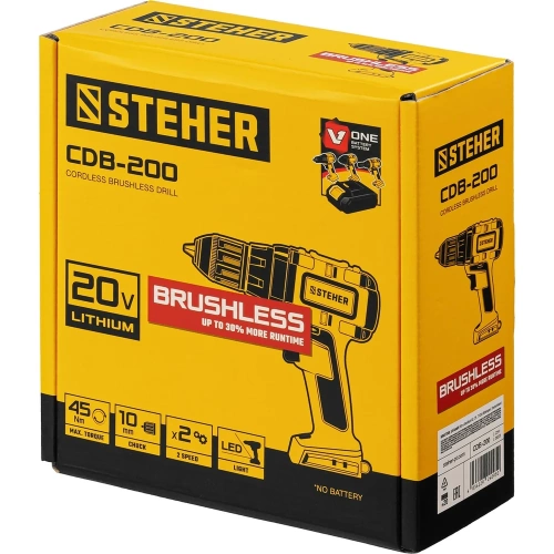 Бесщеточная дрель-шуруповерт STEHER 20В, без АКБ CDB-200 фото 8 Бесщеточная дрель-шуруповерт STEHER 20В, без АКБ CDB-200 фото 8