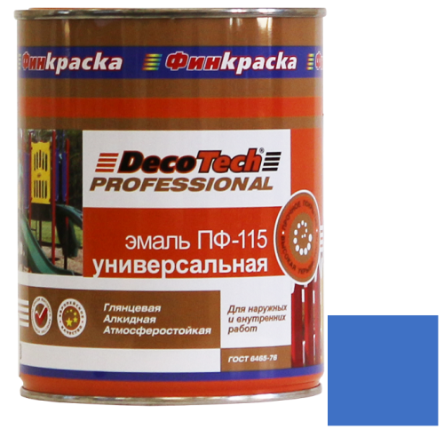 Эмаль DecoTech Professional ПФ-115 Ral 5012 голубая глянцевая 0,9 кг