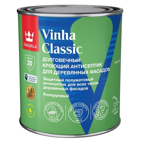Антисептик кроющий Tikkurila Vinha Classic База VVA полуматовый 0,9 л