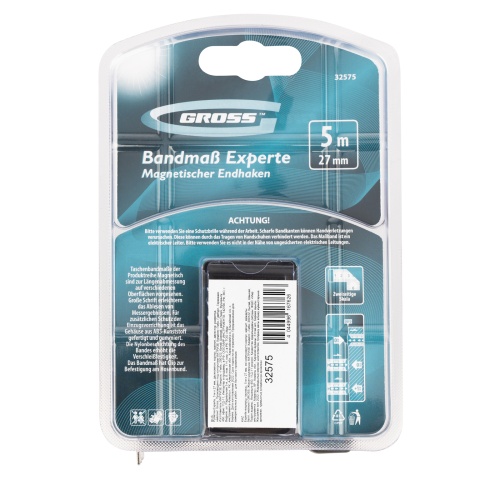 Рулетка Experte,5 м x 27 мм,двухкомпонентный корпус,магнит,двухсторонняя разметка,нейлон Gross фото 7