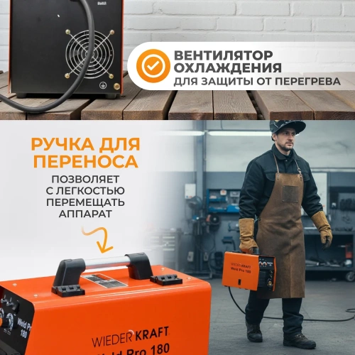 Универсальный сварочный инверторный аппарат WIEDERKRAFT Weld Pro 180 фото 6 Универсальный сварочный инверторный аппарат WIEDERKRAFT Weld Pro 180 фото 6