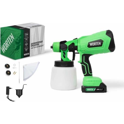 Аккумуляторный краскопульт, WORTEN 1х2 Ач, 120W 0,8л КА-90000336