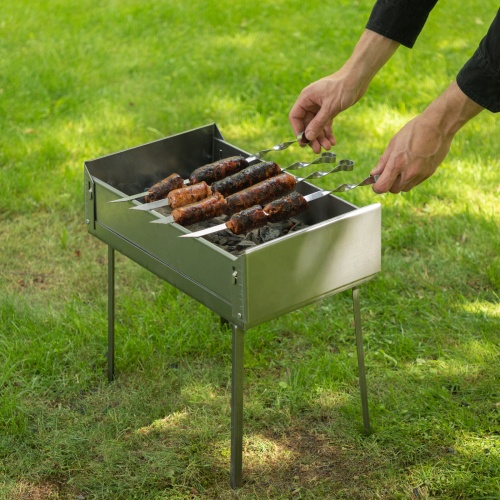 Мангал-дипломат в сумке 410 x 280 x 125, 1.5 мм, 6 шампуров в комплекте, Camping Palisad фото 11