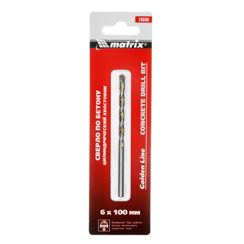 Сверло по бетону Golden Line, 6 х 100 мм цилиндрический хвостовик Matrix фото 5