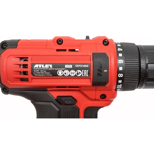 Аккумуляторная дрель-шуруповерт ATLET 18 В, 2 АКБ, 2 Ач, в кейсе CDT218D5 фото 6