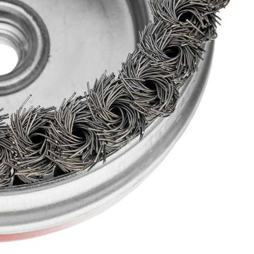 Щетка для УШМ Heavy Duty, 80 мм, М14, "чашка", крученая проволока 0.5 мм Matrix фото 5