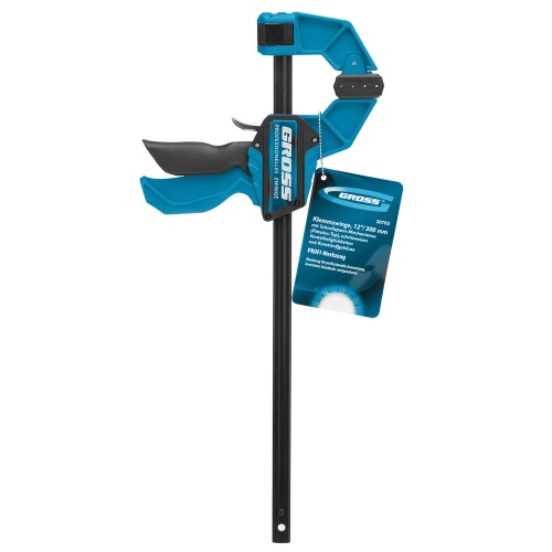 Струбцина реечная, быстрозажимная, пистолетного типа, пошаговый механизм, пластиковый корпус, 300 мм Gross фото 2