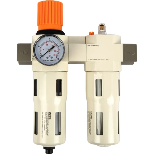 Блок подготовки воздуха WIEDERKRAFT 3/4, 16 бар с влагоотделителем 5 мк, лубрикатором и регулятором давления WDK-70160FA Блок подготовки воздуха WIEDERKRAFT 3/4, 16 бар с влагоотделителем 5 мк, лубрикатором и регулятором давления WDK-70160FA