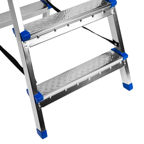 Стремянка двухсторонняя 4 ступени, сталь профиль, стальные ступени, Сибртех фото 3