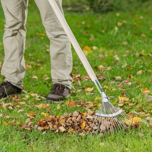 Грабли веерные стальные, 350 х 1450 мм, 18 круглых зубьев, деревянный черенок, Сибртех фото 8