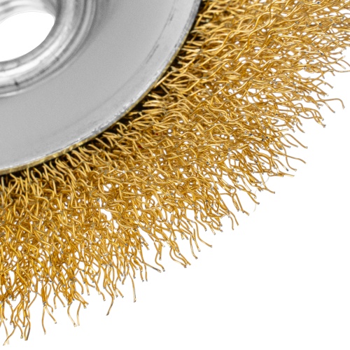 Щетка для УШМ, 125 мм, М14, "тарелка", латунированная витая проволока Matrix фото 5