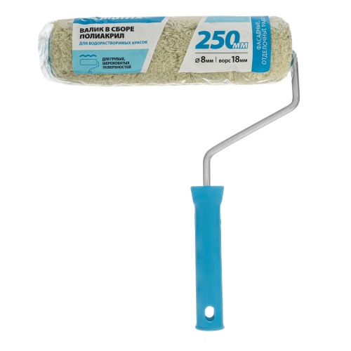 Валик для Фасадных работ синтетический, 250 мм, ворс 18 мм, D 48 мм, D ручки 8 мм, полиакрил Matrix фото 6