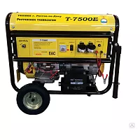 Генератор ТД Техник Т-7500Е 5.5-6,0кВт эл.старт,колеса,ручки МЕДЬ, 2 розетки (16А+ силовая 32А), 220В, счетчик моточасов. датчик уровня масла. 1132