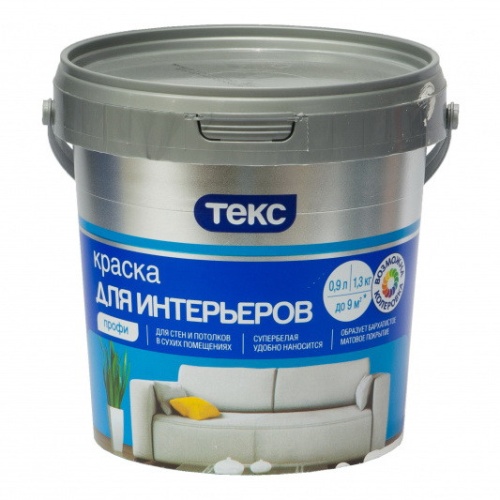 Краска для интерьеров Текс Профи Супербелая 0,9 л Краска для интерьеров Текс Профи Супербелая 0,9 л