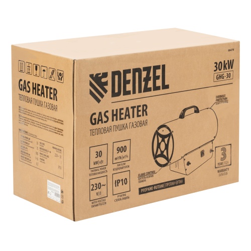 Газовая тепловая пушка GHG-30, 30 кВт, 900 м3/ч, пропан-бутан Denzel фото 16