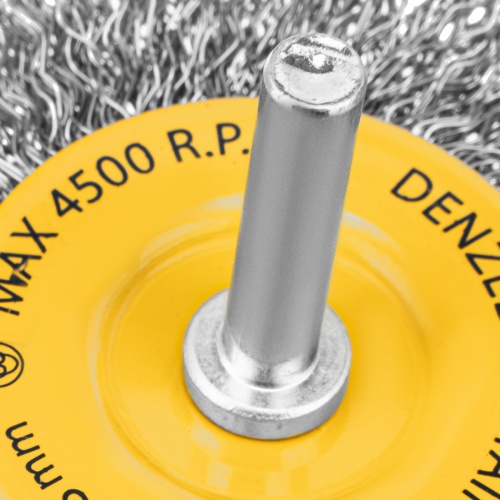 Щетка для дрели, 75 мм, Плоская, со шпилькой, нержавеющая витая проволока Denzel фото 4 Щетка для дрели, 75 мм, Плоская, со шпилькой, нержавеющая витая проволока Denzel фото 4