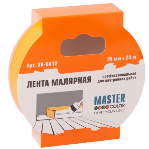 Лента клейкая малярная Master Color 30-6612 желтая 25 мм 25 м фото 3