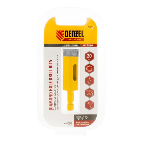 Сверло алмазное по керамограниту, 20 мм, мокрая резка, трехгранный хвостовик Denzel фото 8